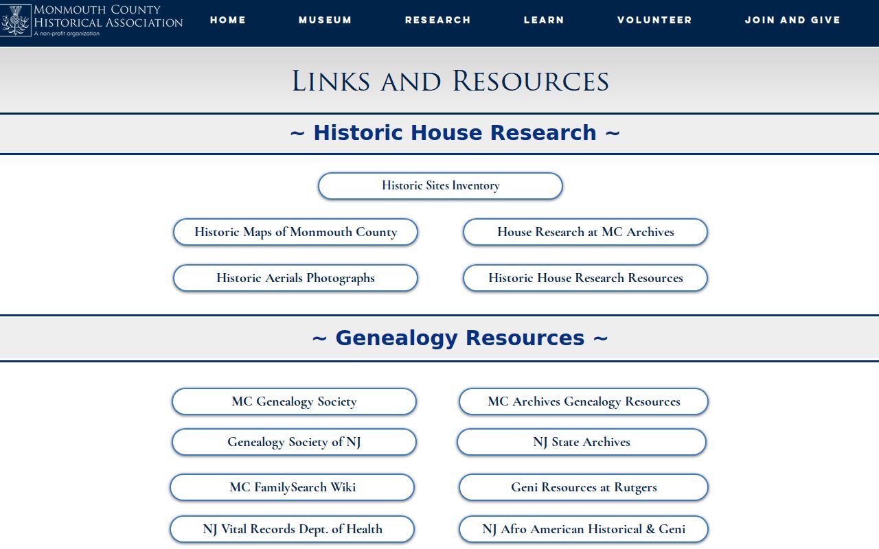Ocean Township previous residents house-history resources at Monmouth Historical Association
