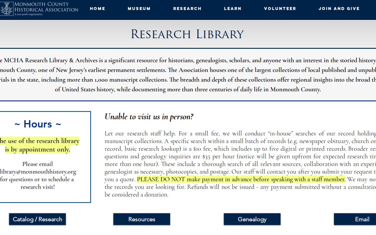 Ocean Township city directory research at the Monmouth Historical Association library