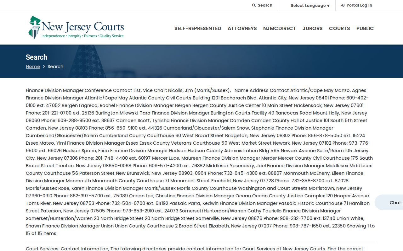 Ocean Township residents directory New Jersey Courts case search