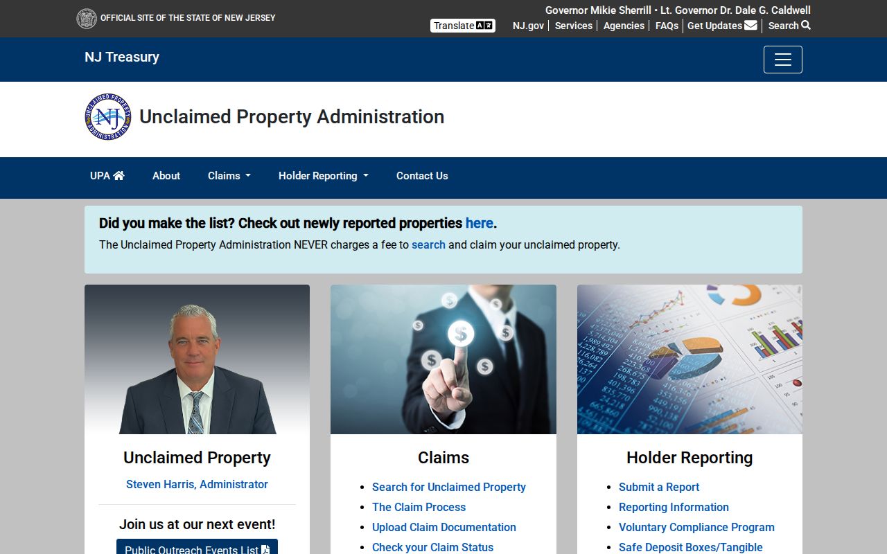 Ocean Township residents directory New Jersey unclaimed property search