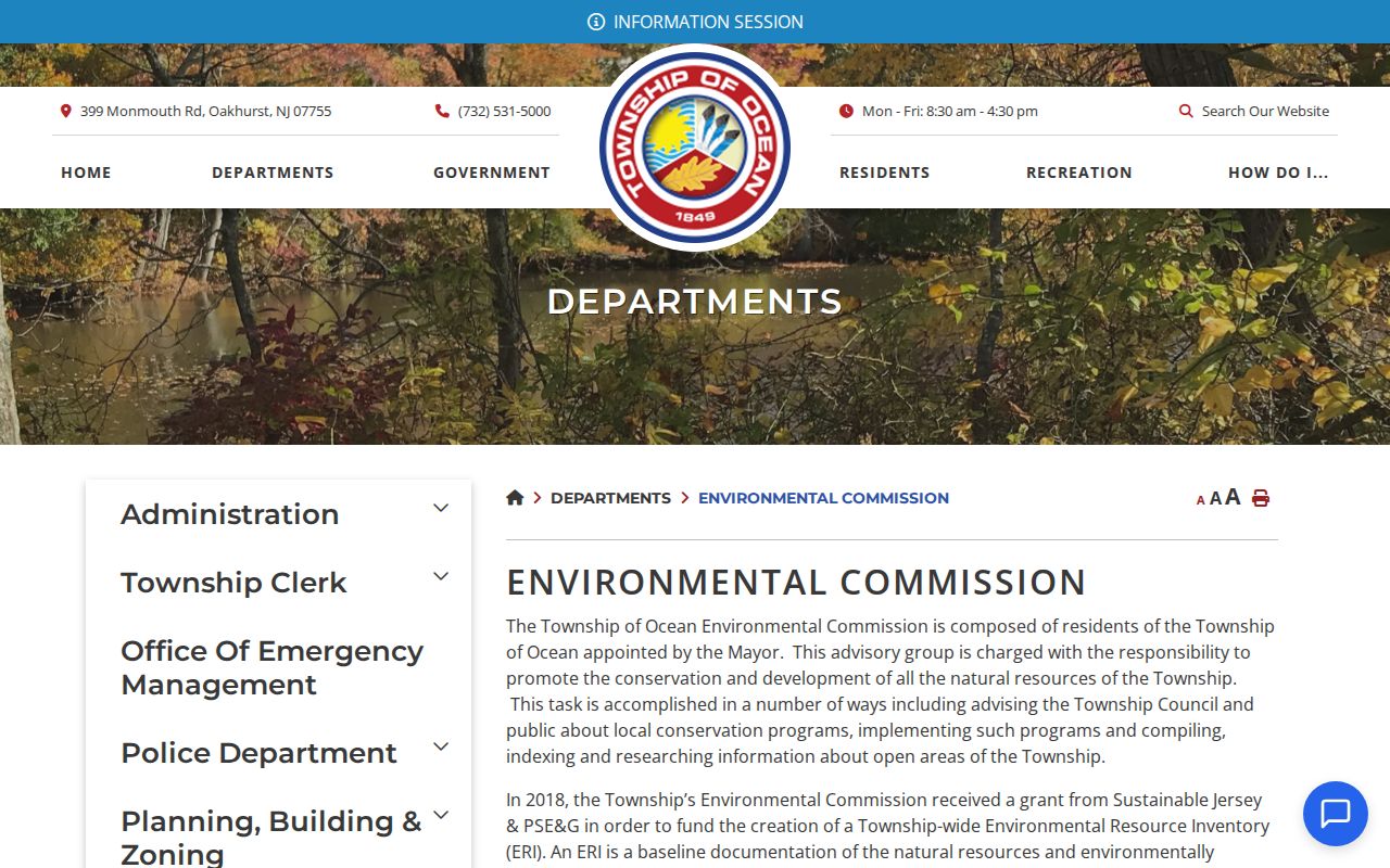 Ocean Township neighbors environmental commission and parcel context